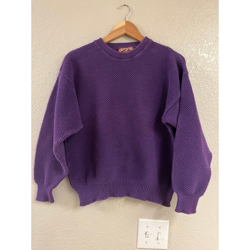 VTG Y2K‎ American Eagle Purple Popcorn Knit Cotton Sweater Womens Large